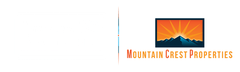 Two logos for apartment complexes, one for Sycamore Hills and the other for Mountain Crest Properties.